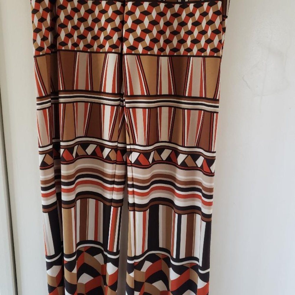 Geo Print Lounge Pants Black Label By Chico's Size 3 - Flared Wide Leg